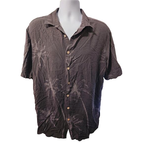 Island Shores Shirt Men’s Size XL Tall Button Down Rayon Palm Trees - Picture 1 of 5